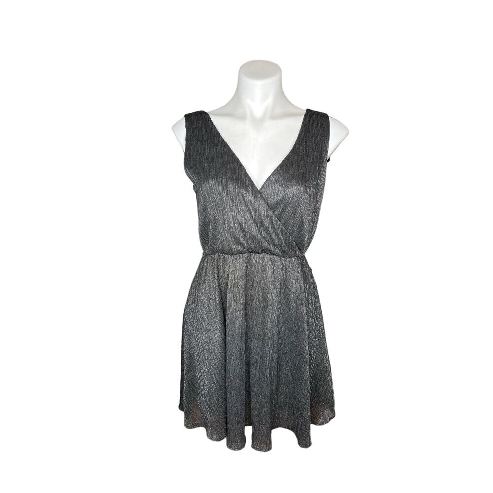 BANANA REPUBLIC Black & Silver Tinsel Sleeveless Mini Dress Size 2P